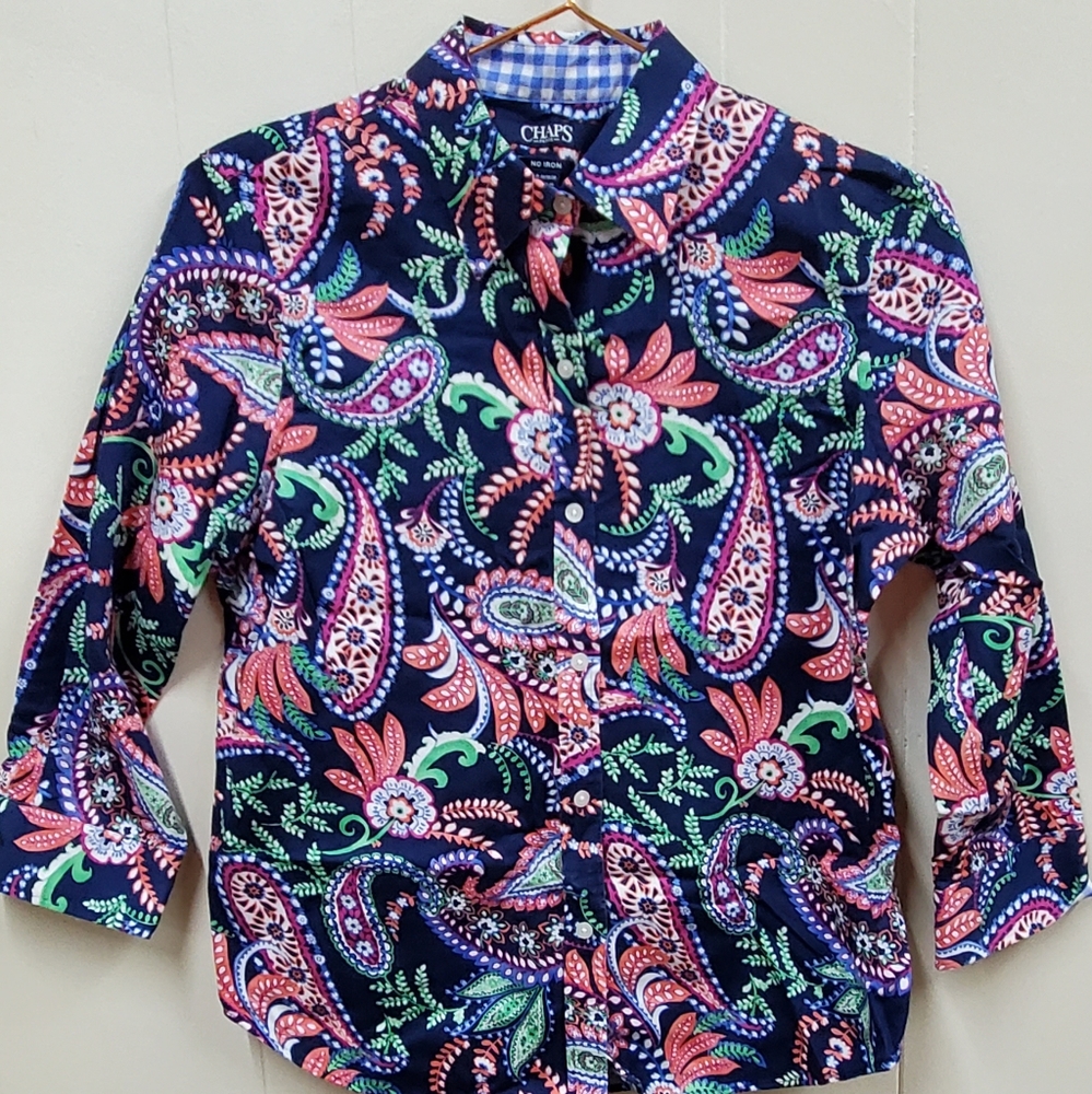 Navy paisley button down